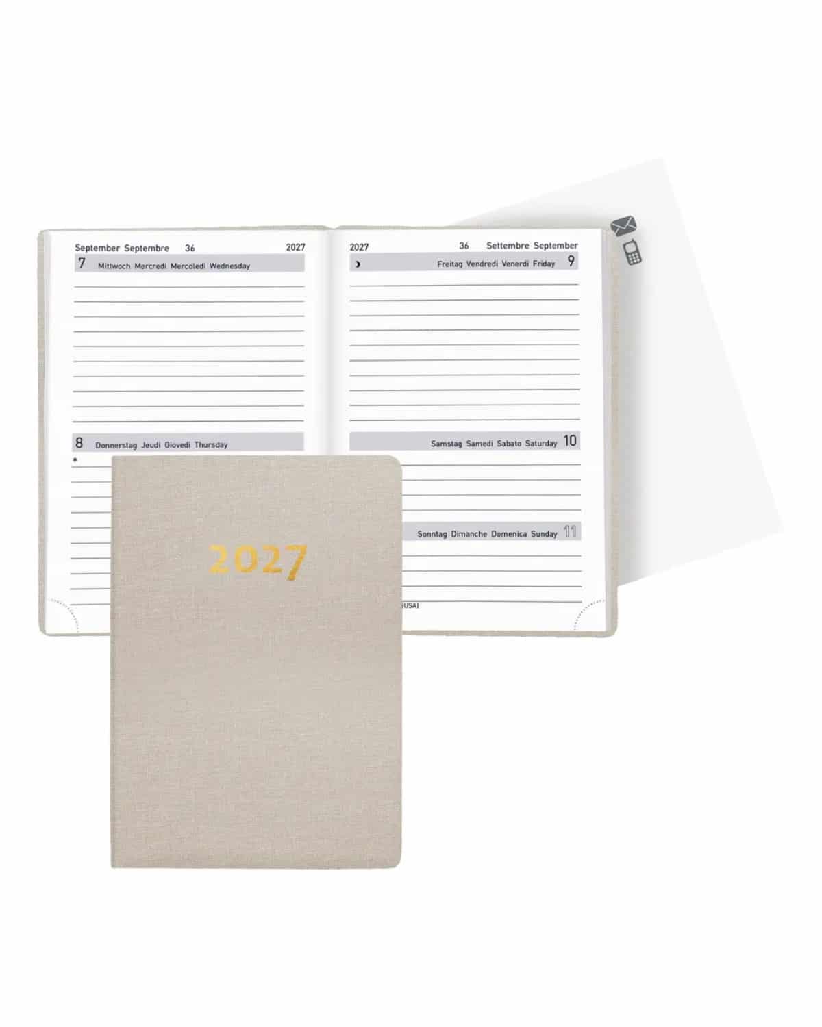BIELLA Agenda Tell 2027 823201100027U 2G/1P beige ML 8.5x12.5cm