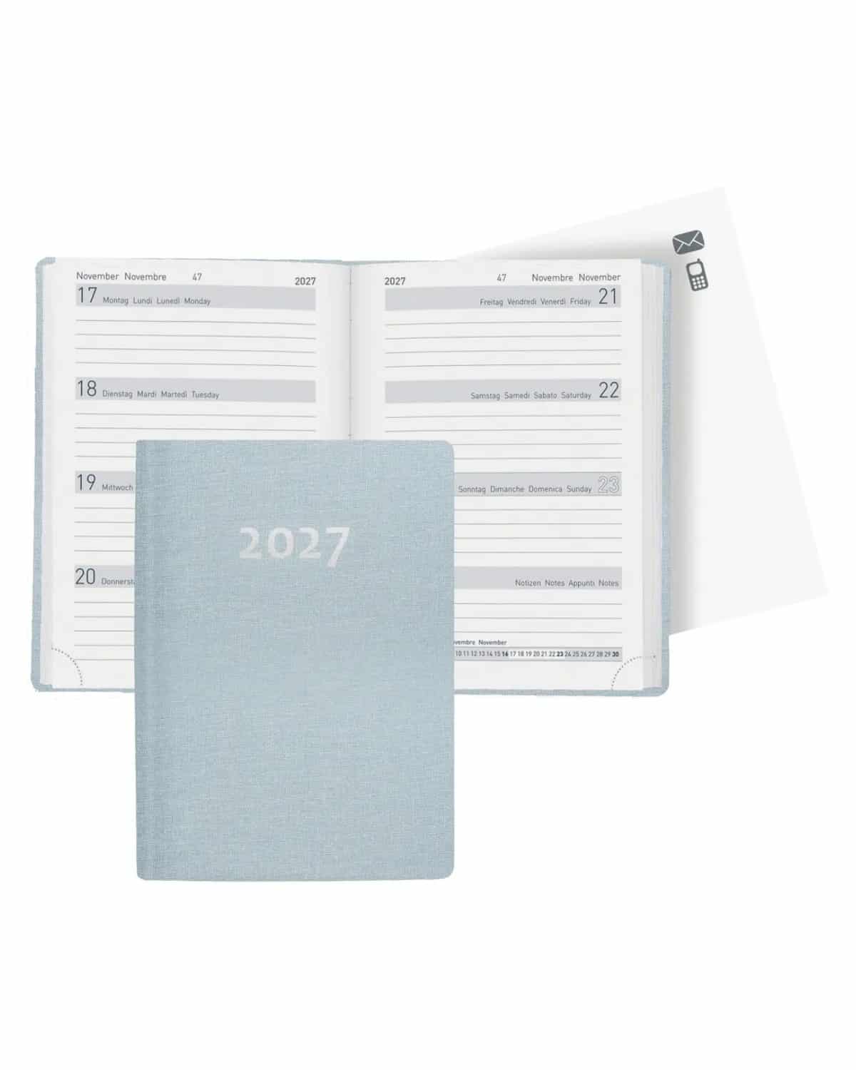 BIELLA Agenda Memento 2027 825401060027U 1S/2P azzurro ML 10.1x14.2cm