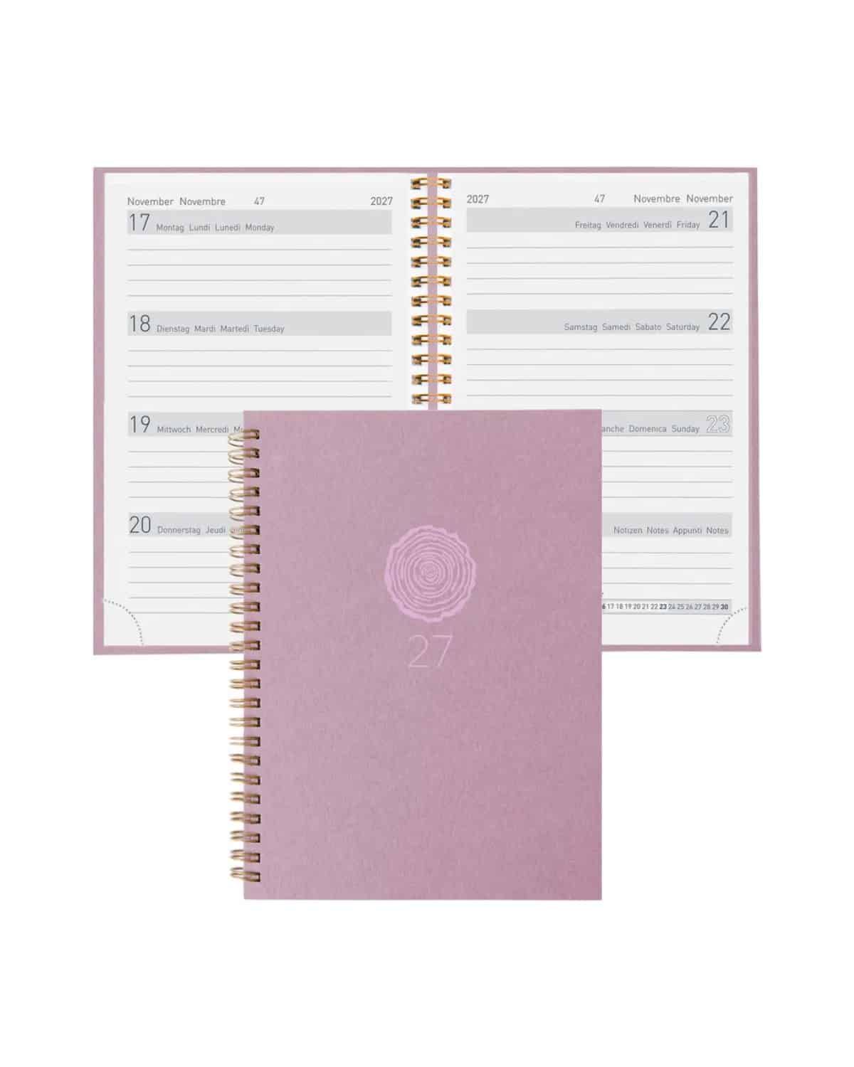 BIELLA Agenda Memento Natural 2027 858692400027U 1S/2P rosa ML 10.1x14.2cm