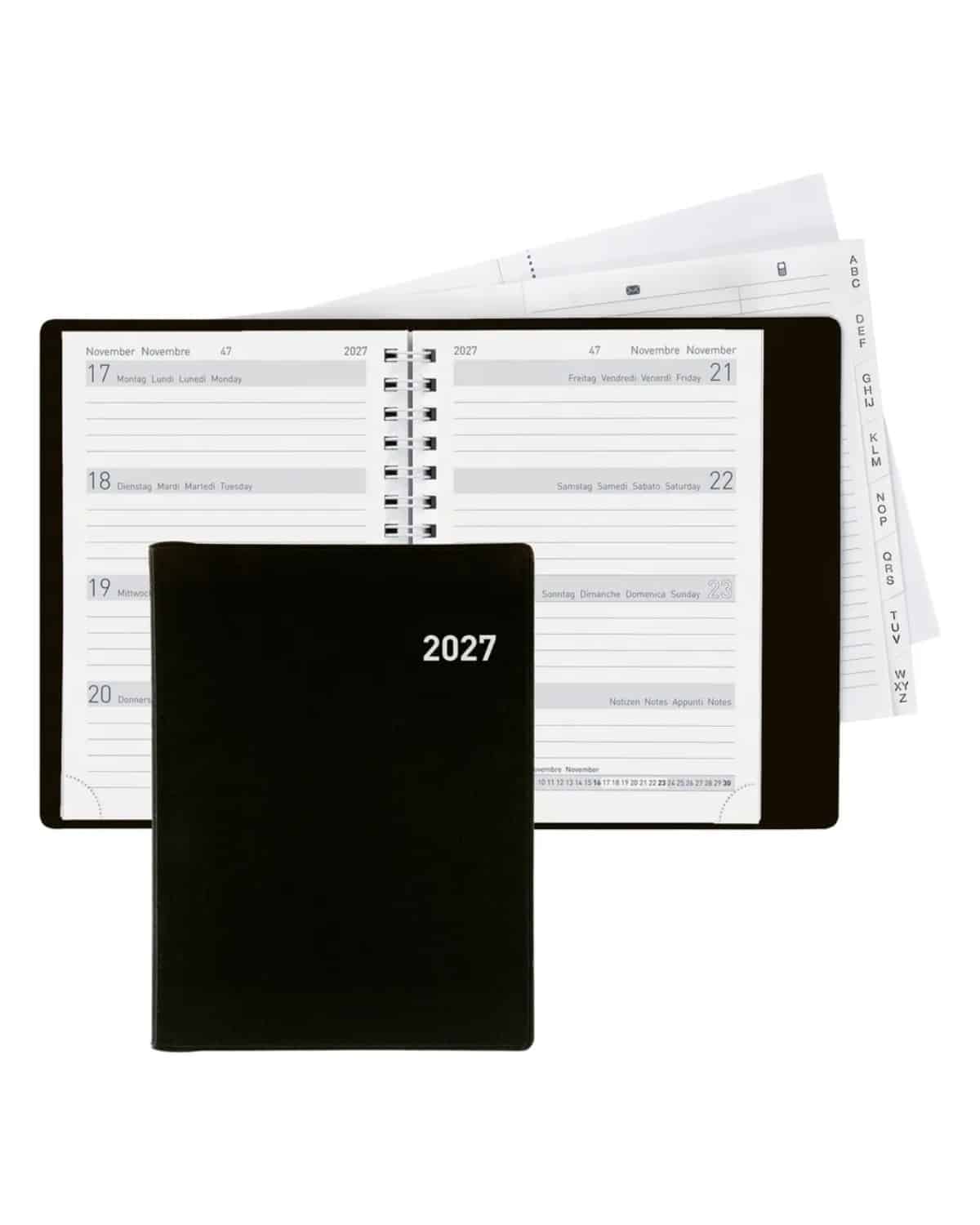 BIELLA Agenda Memento Wire-O 2027 858673020027U 1S/2P nero ML 10.1x14.2cm