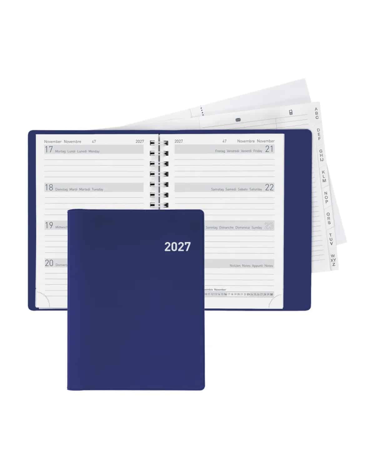 BIELLA Agenda Memento Wire-O 2027 858673050027U 1S/2P blu ML 10.1x14.2cm