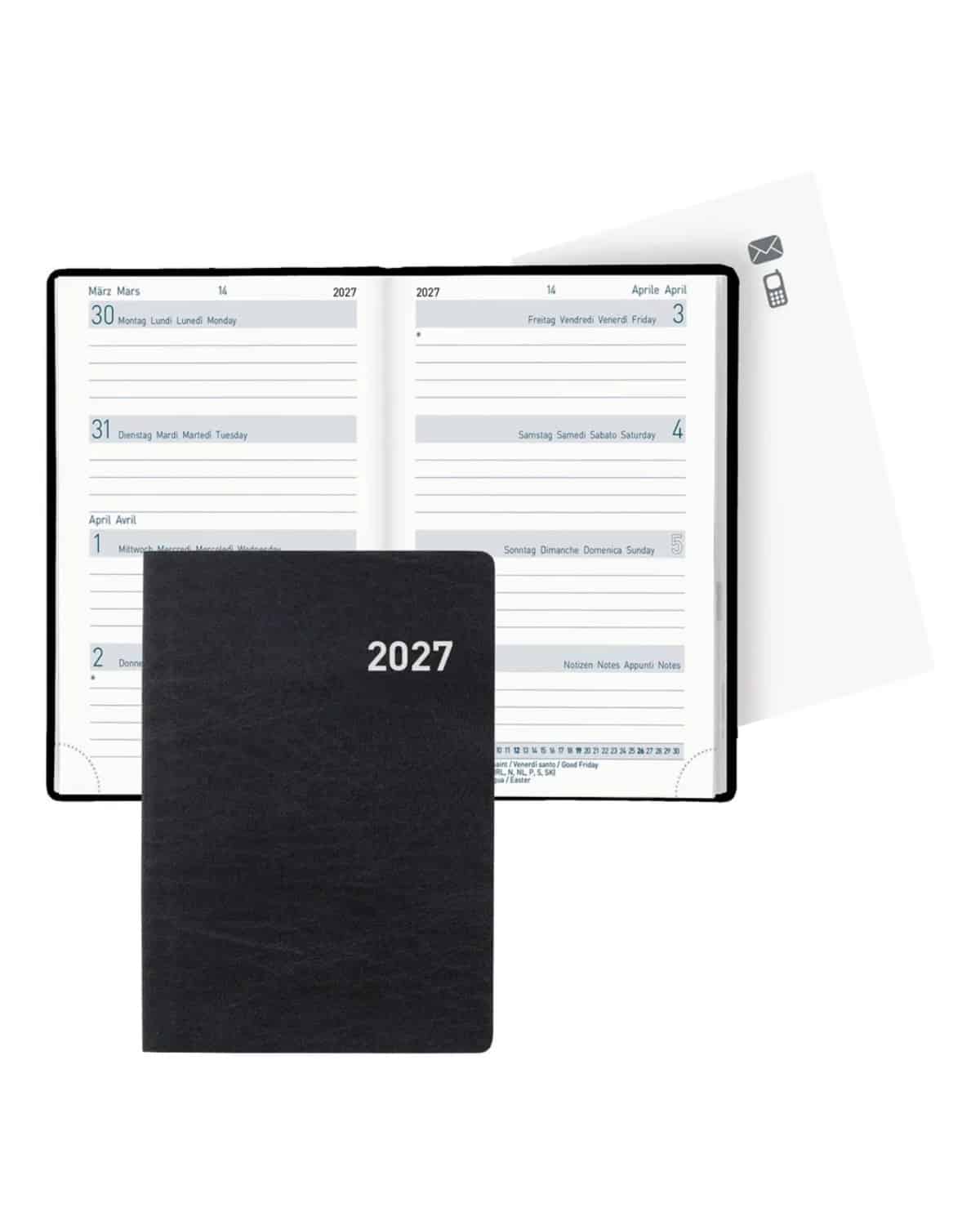 BIELLA Agenda Mittelformat 2027 822301020027U 1S/2P nero ML 7.6x11cm