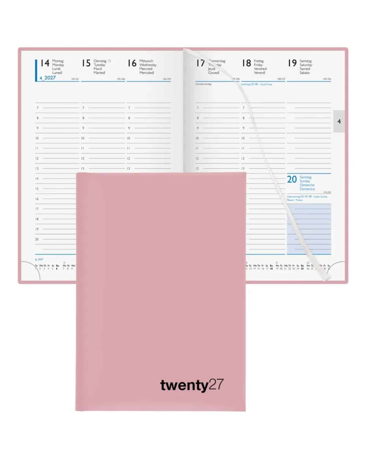 BIELLA Agenda Colorful 7 2027 809707400027U 1S/2P rosa ML 14.5x20.5cm