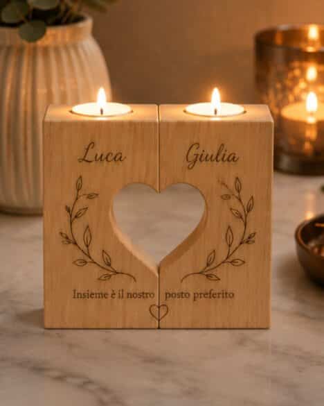 Portacandela in legno personalizzato
