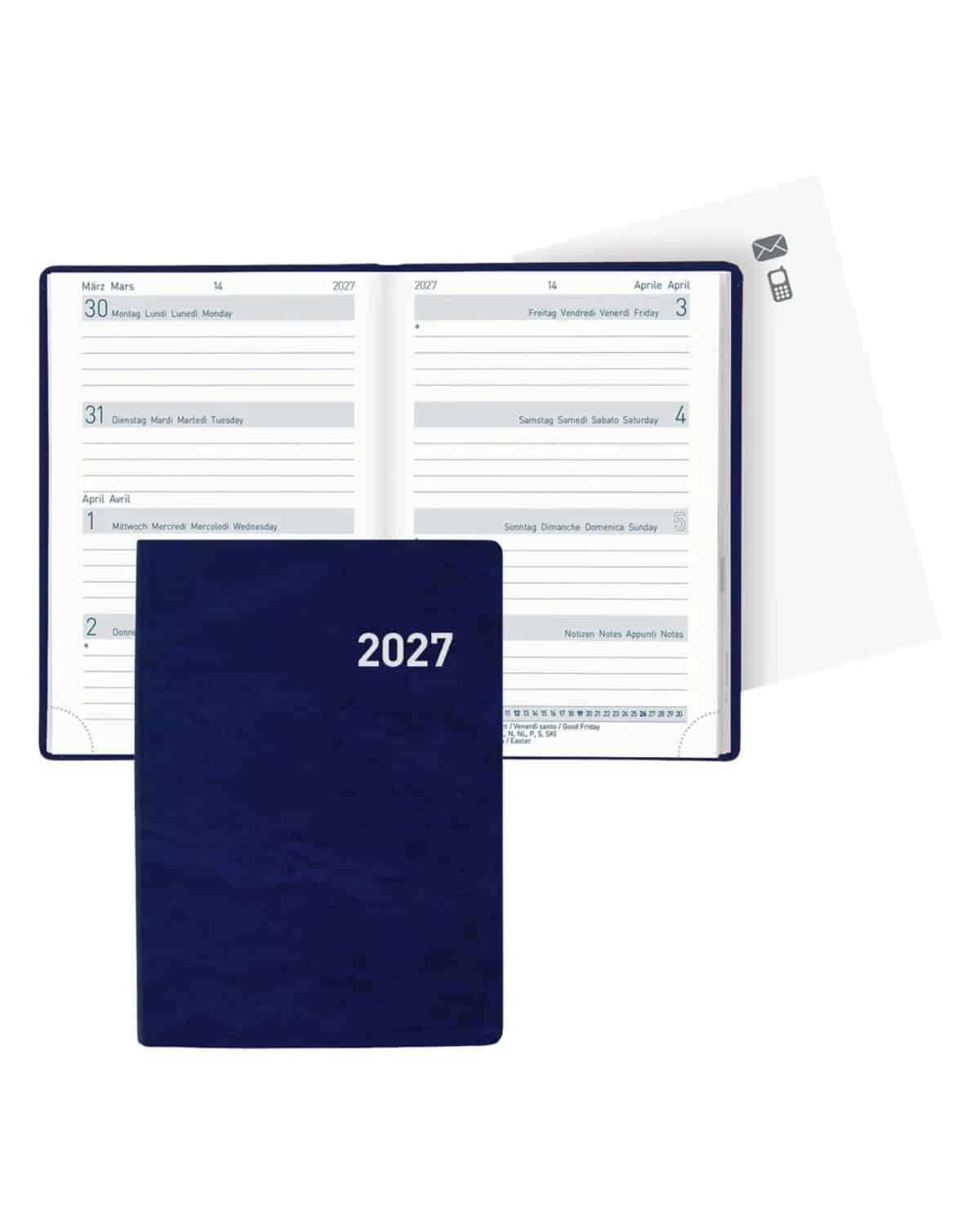 BIELLA Agenda Mittelformat 2027 822301050027U 1S/2P blu ML 7.6x11cm
