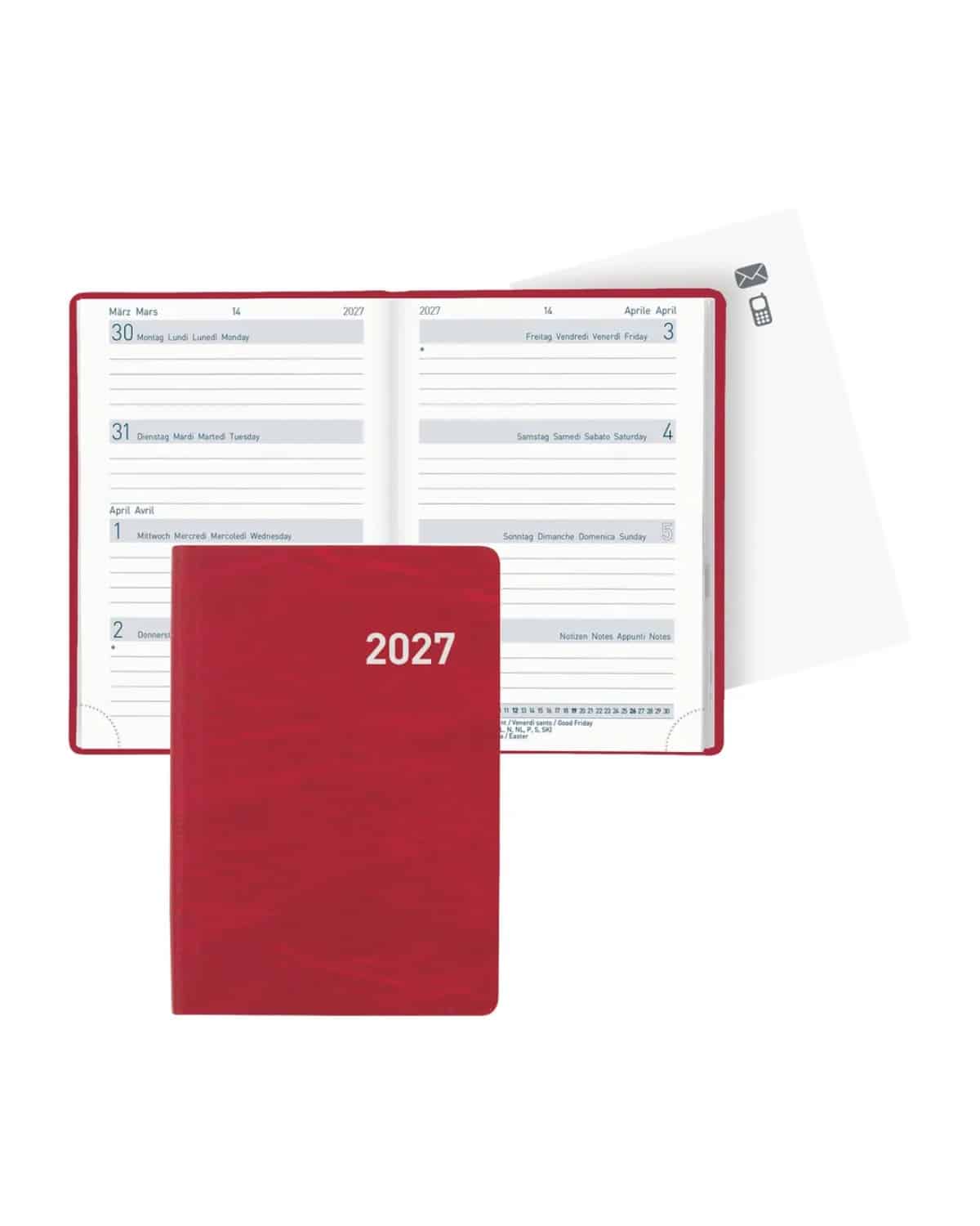 BIELLA Agenda Mittelform. 2027 822301450027U 1S/2P rossoML 7.6x11cm