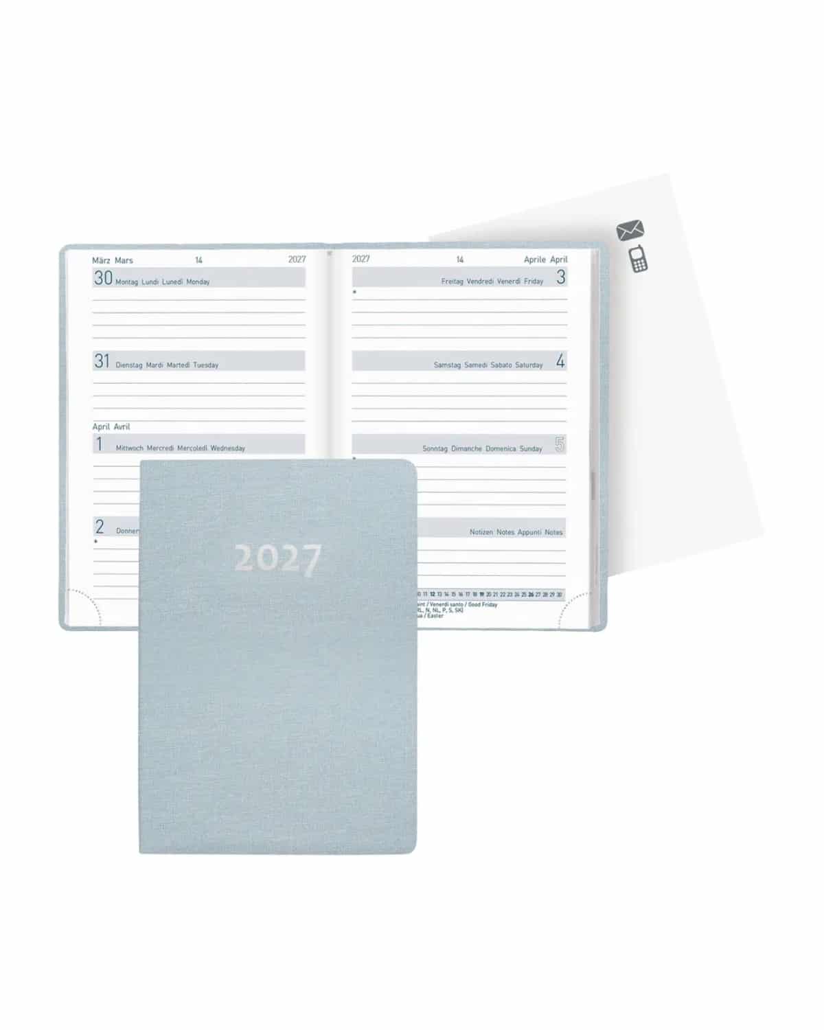 BIELLA Agenda Mittelformat 2027 822301060027U 1S/2P azzurro ML 7.6x11cm