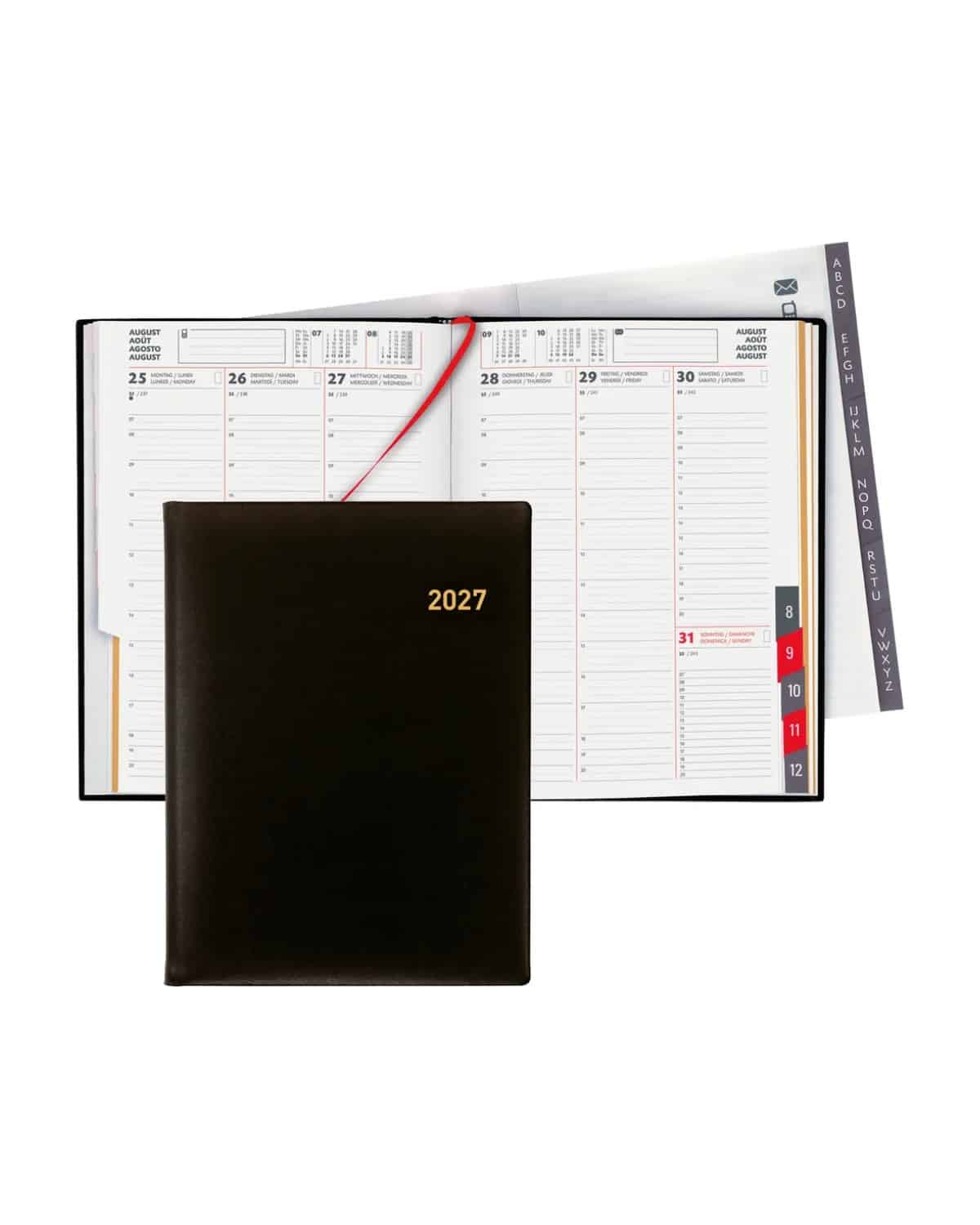 BIELLA Agenda Orario pelle 2027 809311020027U 1S/2P nero ML 17.8x23.5cm