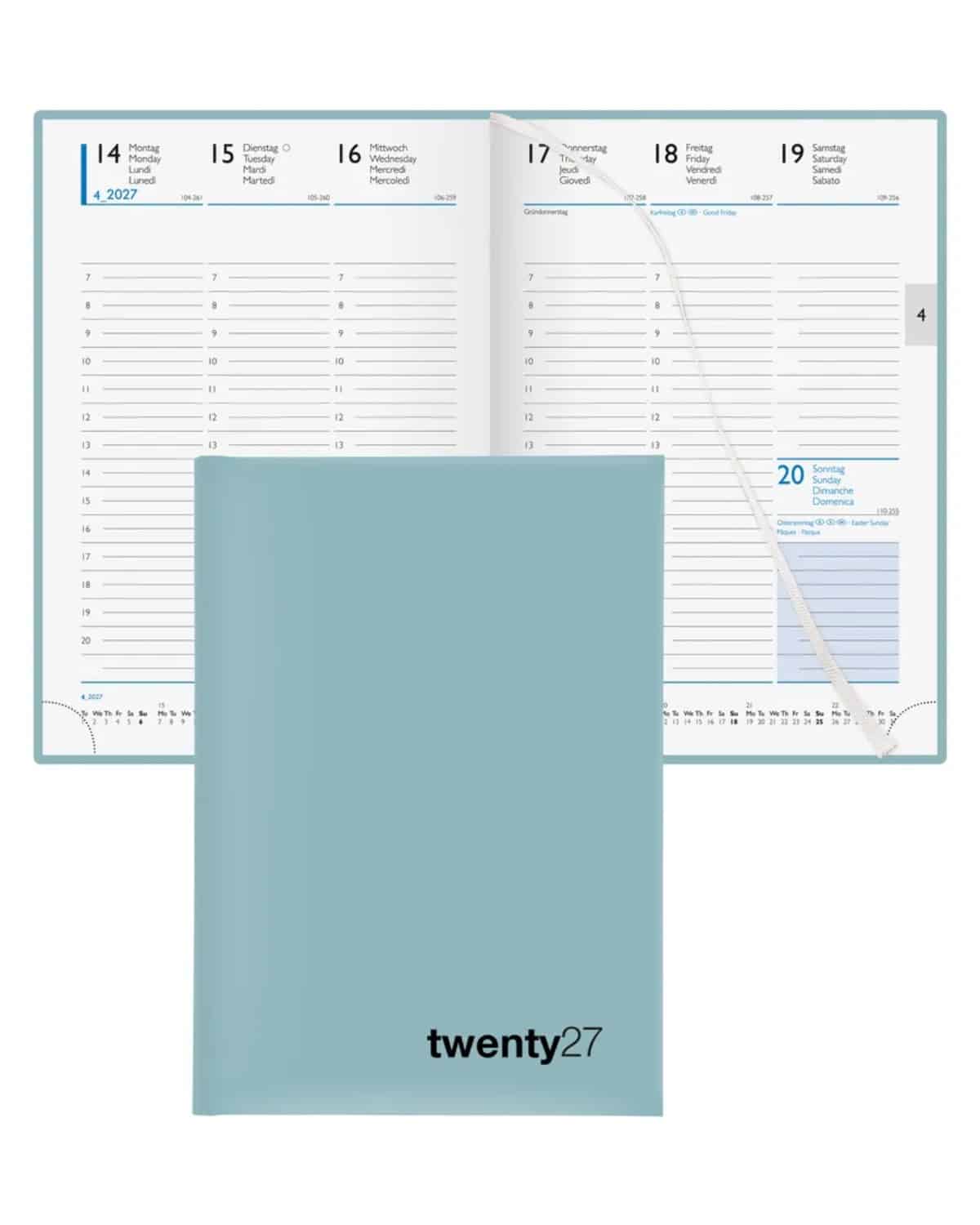 BIELLA Agenda Colorful 7 2027 809707310027U 1S/2P verde s. ML 14.5x20.5cm