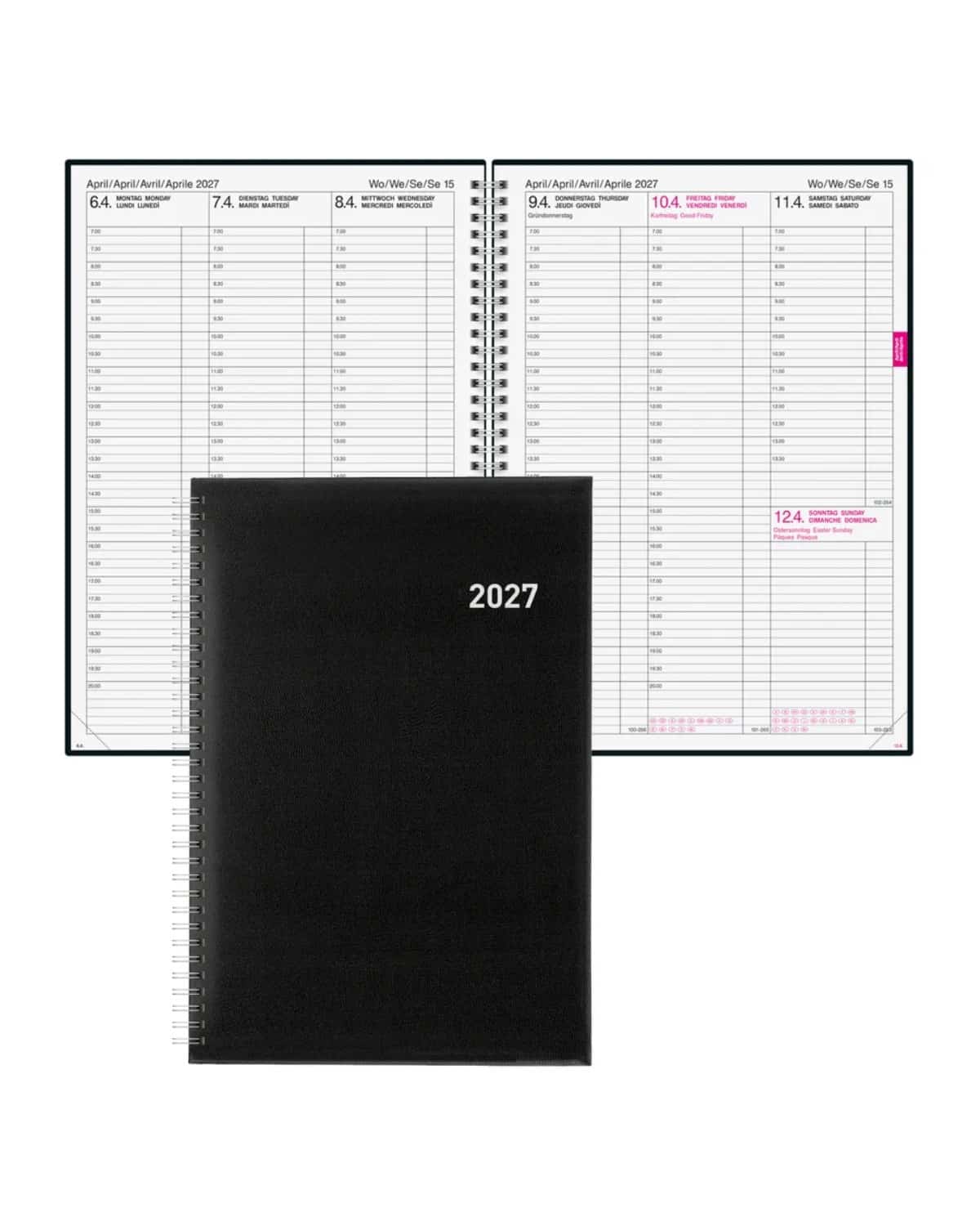 BIELLA Agenda Quarta Wire-O 2027 803417020027U 1S/2P nero ML 21x29.7cm