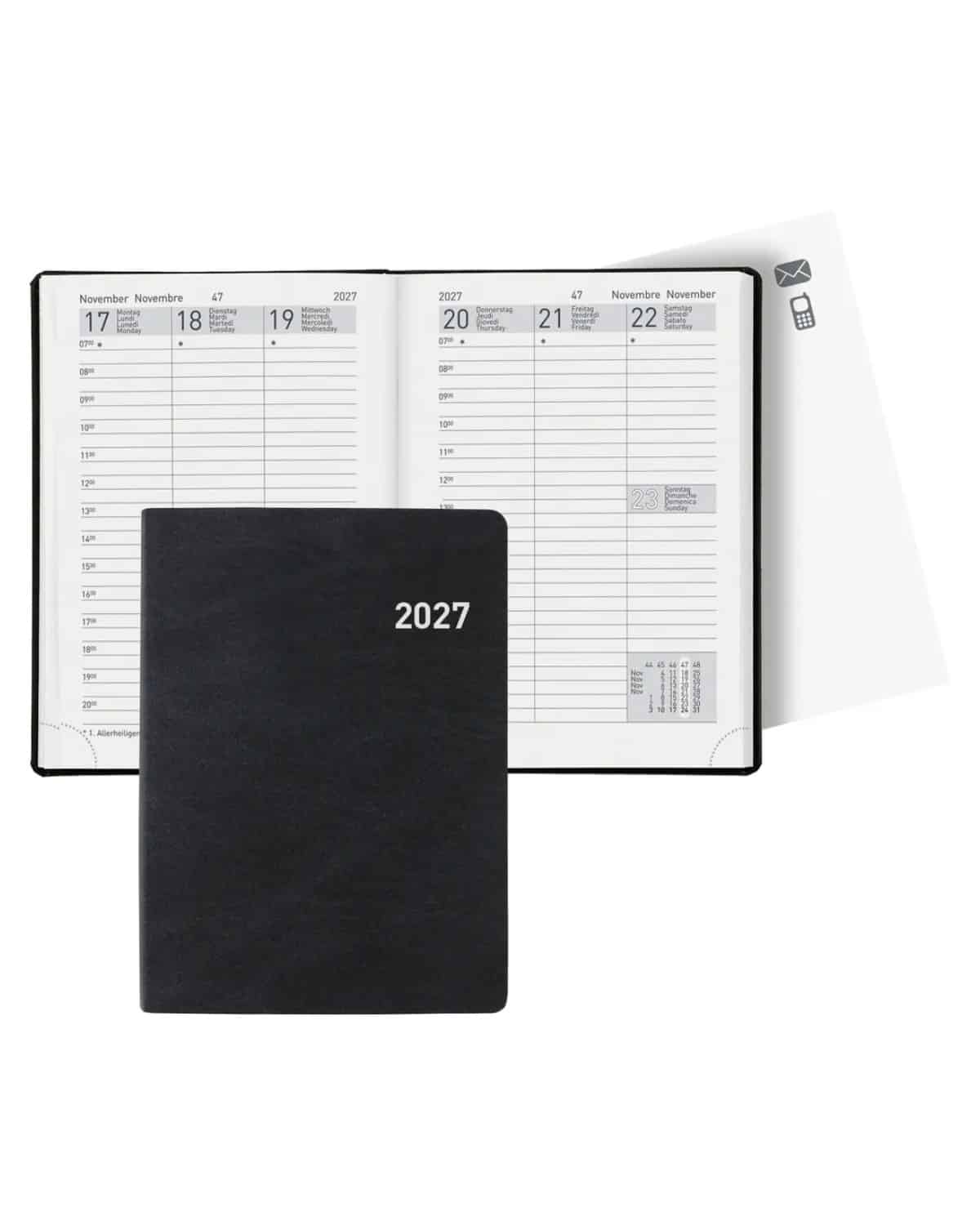 BIELLA Agenda Rex 2027 825301020027U 1S/2P nero ML 10.1x14.2cm