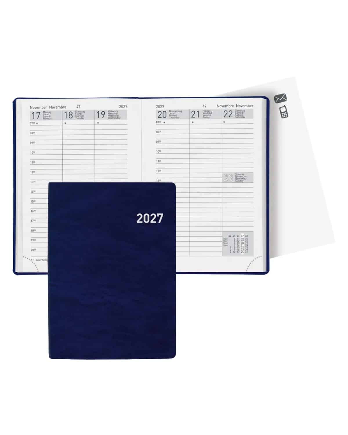 BIELLA Agenda Rex 2027 825301050027U 1S/2P blu ML 10.1x14.2cm