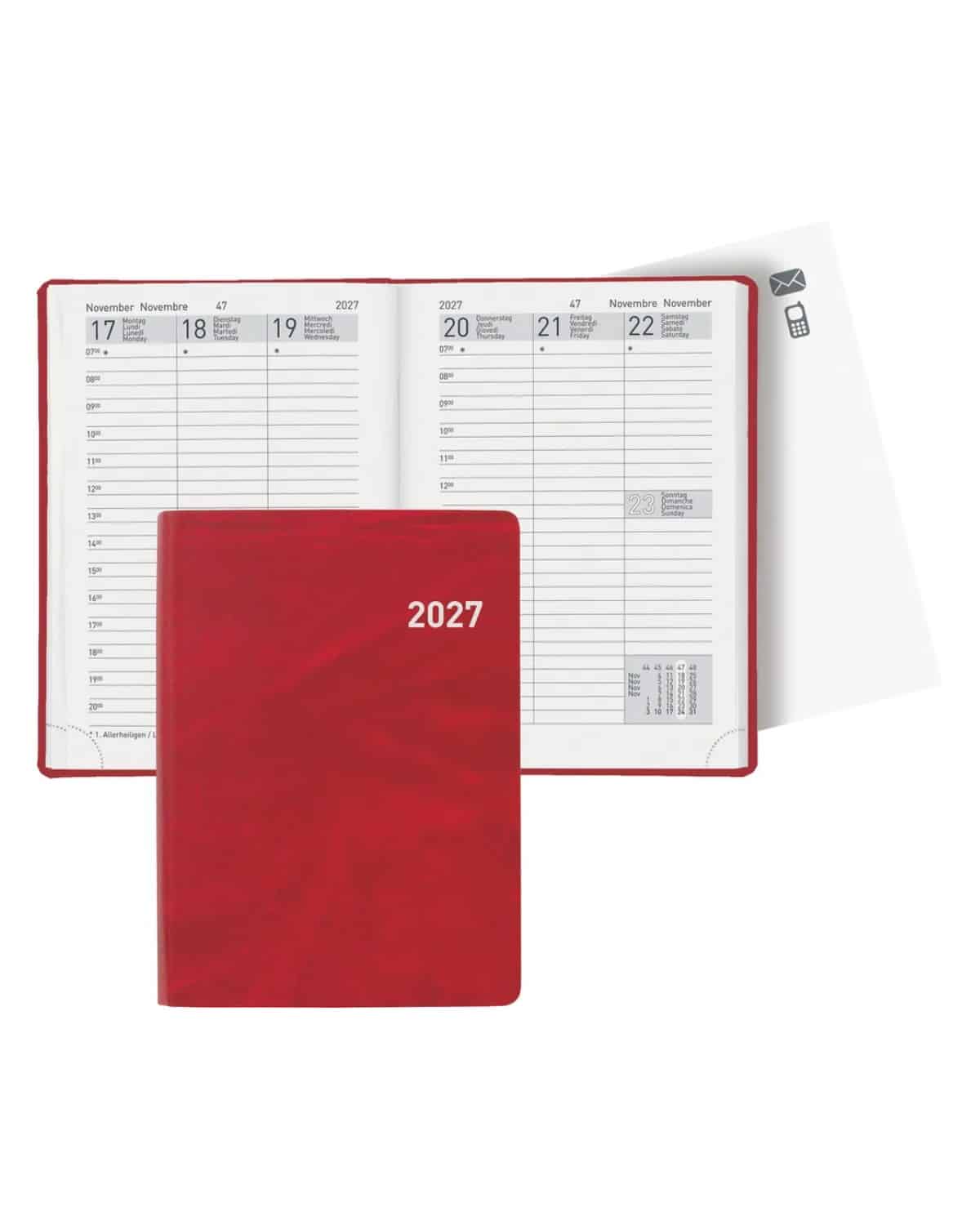 BIELLA Agenda Rex 2027 825301450027U 1S/2P rosso ML 10.1x14.2cm