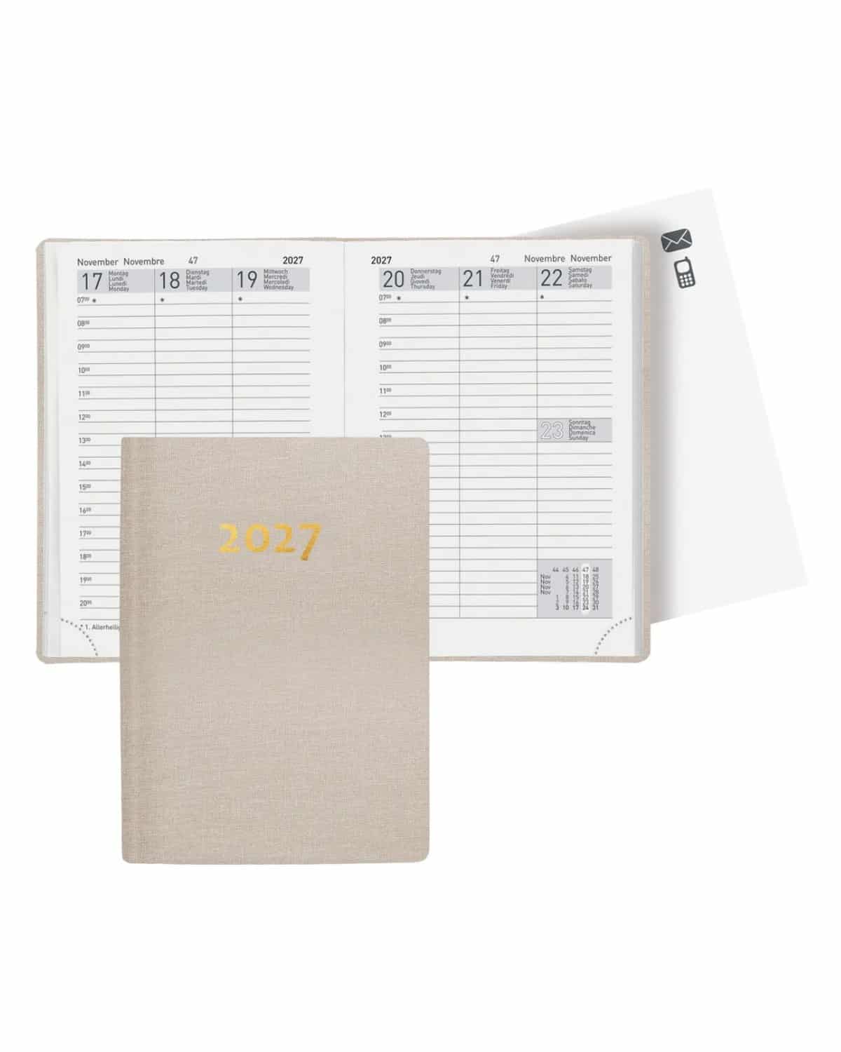 BIELLA Agenda Rex 2027 825301100027U 1S/2P beige ML 10.1x14.2cm