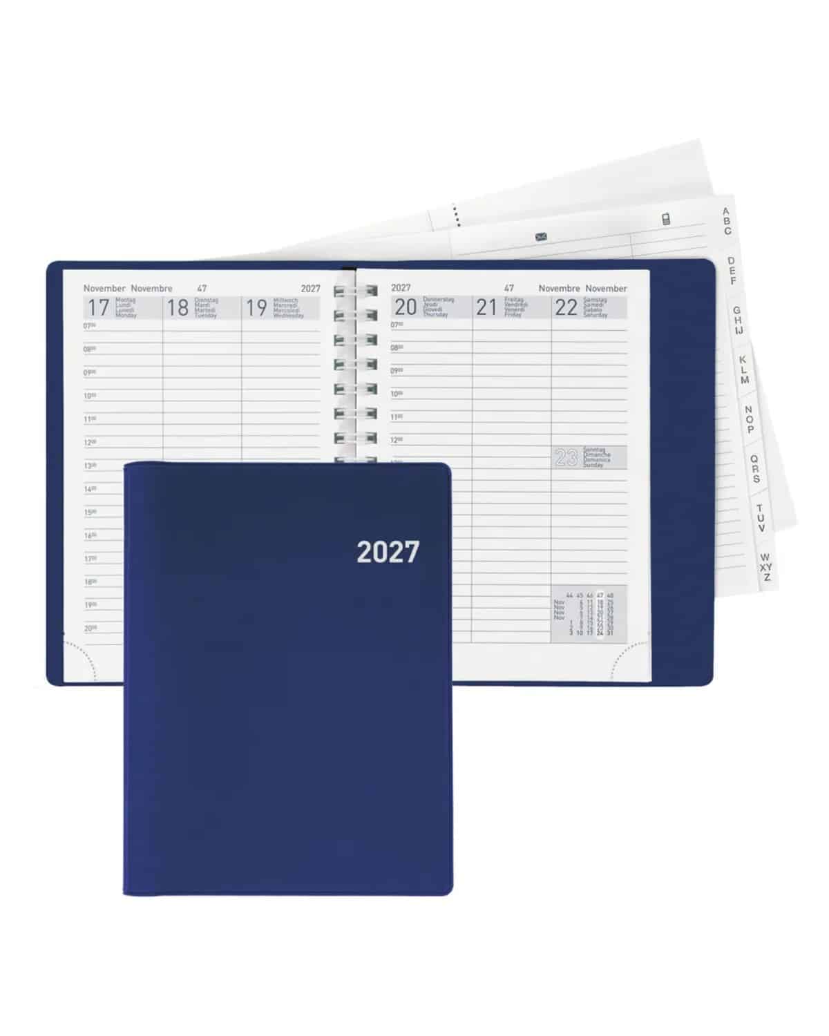 BIELLA Agenda Rex Wire-O 2027 825773050027U 1S/2P blu ML 10.1x14.2cm