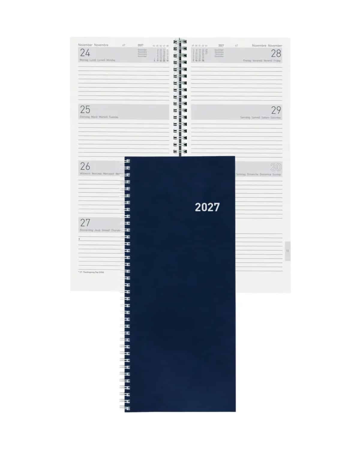 BIELLA Agenda Twist Wire-O 2027 803336050027U 1S/2P blu ML 13.5x31.5cm