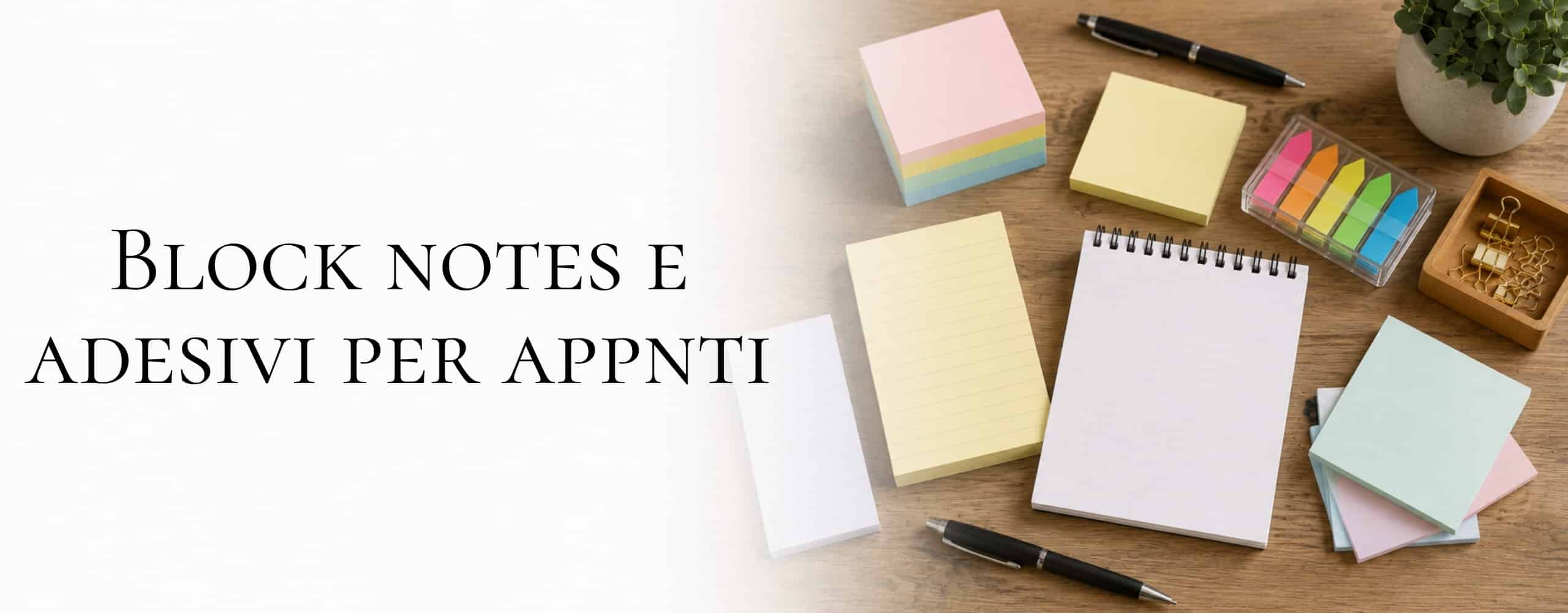 Banner pagina block notes e adesivi per appunti