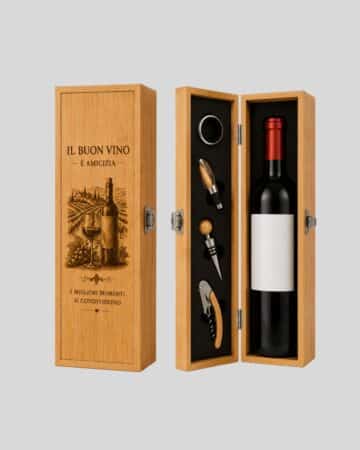 Scatola vino personalizzata con accessori
